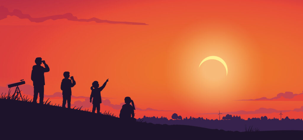 Partielle Sonnenfinsternis über Landschaft